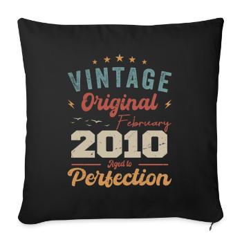 Né en février 2010 millésime 2010 anniversaire - Housse de coussin décorative 45 x 45 cm - noir - Devant