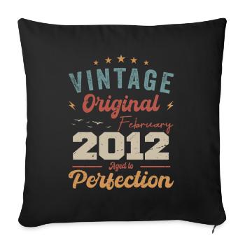 Né en février 2012 millésime 2012 anniversaire - Housse de coussin décorative 45 x 45 cm - noir - Devant