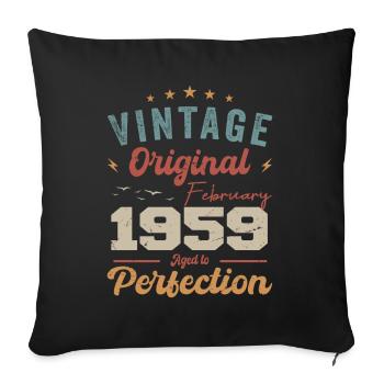 Né en février 1959 millésime 1959 anniversaire - Housse de coussin décorative 45 x 45 cm - noir - Devant