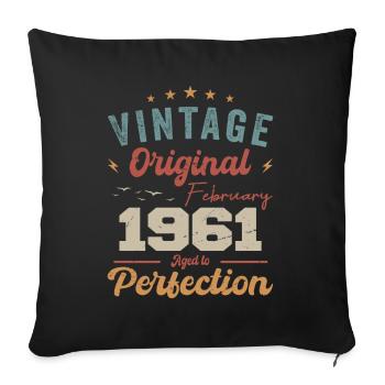 Né en février 1961 millésime 1961 anniversaire - Housse de coussin décorative 45 x 45 cm - noir - Devant