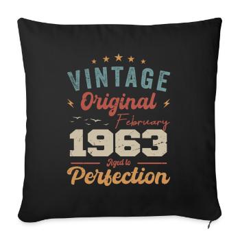 Date de naissance : février 1963, millésime 1963 - Housse de coussin décorative 45 x 45 cm - noir - Devant
