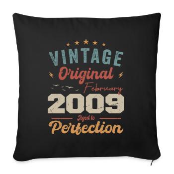 Né en février 2009 millésime 2009 anniversaire - Housse de coussin décorative 45 x 45 cm - noir - Devant
