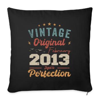 Né en février 2013 millésime 2013 anniversaire - Housse de coussin décorative 45 x 45 cm - noir - Devant