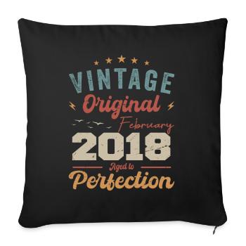 Born in February 2018 vintage 2018 birthday - Sofa pillowcase 17,3'' x 17,3'' (45 x 45 cm) - black - Front