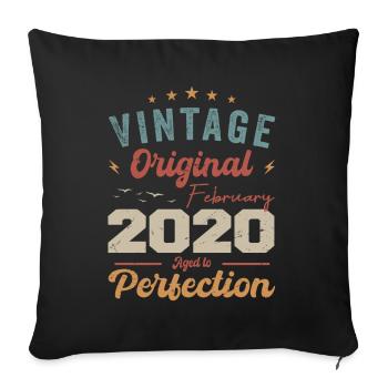 Né en février 2020 anniversaire millésime 2020 - Housse de coussin décorative 45 x 45 cm - noir - Devant