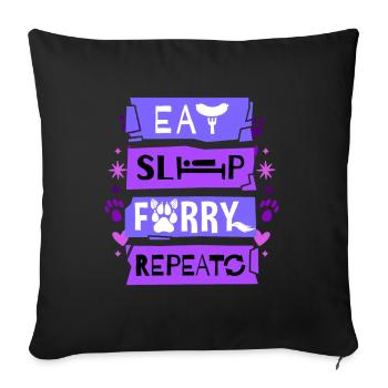 Eat Sleep Furry Repeat I Furries Fandom Cosplay - Sofakissenbezug 45 x 45 cm - Schwarz - Vorne