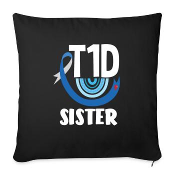 T1D Diabetes Type 1 Diabetic Gift - Sofa pillowcase 17,3'' x 17,3'' (45 x 45 cm) - black - Front