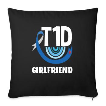 T1D Diabetes Typ 1 Diabetiker Geschenk - Sofakissenbezug 45 x 45 cm - Schwarz - Vorne