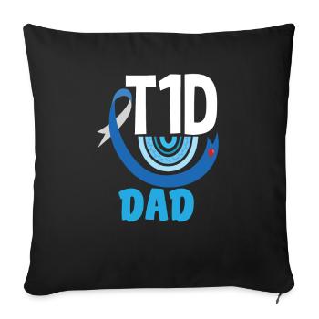 T1D Diabetes Typ 1 Diabetiker Geschenk - Sofakissenbezug 45 x 45 cm - Schwarz - Vorne