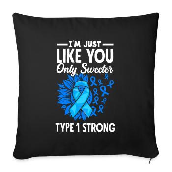 T1D Diabetes Type 1 Diabetic Gift - Sofa pillowcase 17,3'' x 17,3'' (45 x 45 cm) - black - Front