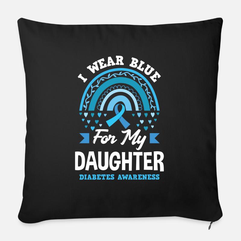 Cadeau pour diabétiques de type 1 pour diabétiques de type 1 - Housse de coussin décorative 45 x 45 cm - noir