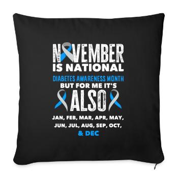 T1D Diabetes Type 1 Diabetic Gift - Sofa pillowcase 17,3'' x 17,3'' (45 x 45 cm) - black - Front