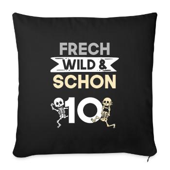 10 ans d’anniversaire garçon fille squelette - Housse de coussin décorative 45 x 45 cm - noir - Devant