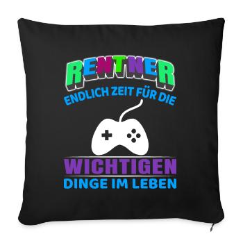 Pension de retraité Début de la retraite Gamer Gaming - Housse de coussin décorative 45 x 45 cm - noir - Devant