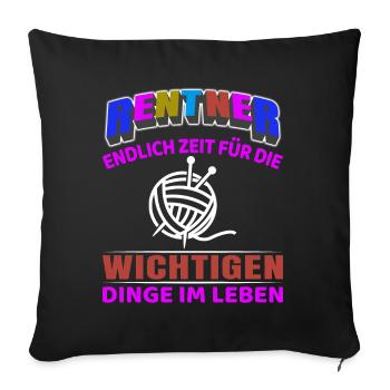 Pension de retraité début de la retraite tricot au Crochet - Housse de coussin décorative 45 x 45 cm - noir - Devant