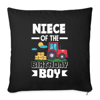 Niece from birthday girl tractor - Sofa pillowcase 17,3'' x 17,3'' (45 x 45 cm) - black - Front