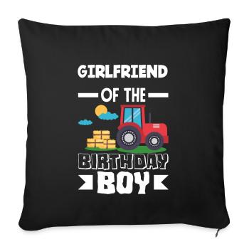 Girlfriend of Birthday Girl Tractor - Sofa pillowcase 17,3'' x 17,3'' (45 x 45 cm) - black - Front