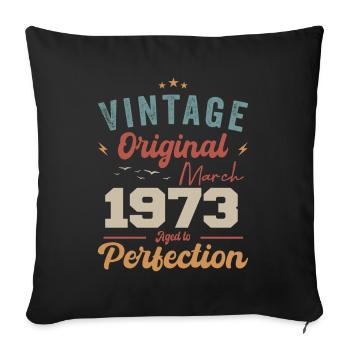 Mars 1973 Vintage Born Vintage Anniversaire - Housse de coussin décorative 45 x 45 cm - noir - Devant