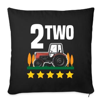 2nd Birthday Tractor 2 Years Birthday Shirt - Sofa pillowcase 17,3'' x 17,3'' (45 x 45 cm) - black - Front