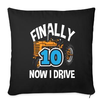10th Birthday Tractor 10 Years Birthday Shirt - Sofa pillowcase 17,3'' x 17,3'' (45 x 45 cm) - black - Front