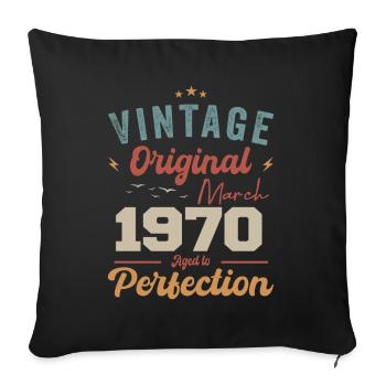 März 1970 Jahrgang geboren Vintage Geburtstag - Sofakissenbezug 45 x 45 cm - Schwarz - Vorne