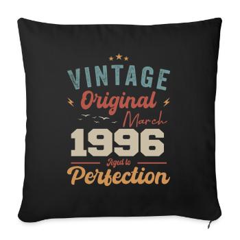March 1996 Vintage Born Vintage Birthday - Sofa pillowcase 17,3'' x 17,3'' (45 x 45 cm) - black - Front