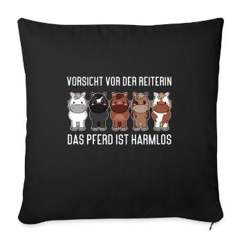 Méfiez-vous du cavalier, le cheval est inoffensif - Housse de coussin décorative 45 x 45 cm - noir - Devant
