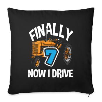 7th Birthday Tractor 7 Year Birthday Shirt - Sofa pillowcase 17,3'' x 17,3'' (45 x 45 cm) - black - Front