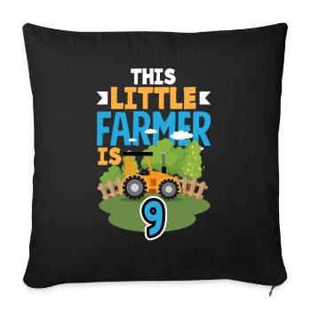 9th Birthday Tractor 9 Year Birthday Shirt - Sofa pillowcase 17,3'' x 17,3'' (45 x 45 cm) - black - Front