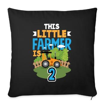 2nd Birthday Tractor 2 Years Birthday Shirt - Sofa pillowcase 17,3'' x 17,3'' (45 x 45 cm) - black - Front