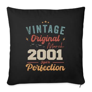 March 2001 Vintage Born Vintage Birthday - Sofa pillowcase 17,3'' x 17,3'' (45 x 45 cm) - black - Front