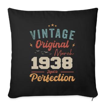 März 1938 Jahrgang geboren Vintage Geburtstag - Sofakissenbezug 45 x 45 cm - Schwarz - Vorne