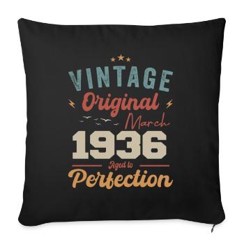 Mars 1936 Vintage Born Vintage Anniversaire - Housse de coussin décorative 45 x 45 cm - noir - Devant