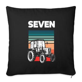7th Birthday Tractor 7 Year Birthday Shirt - Sofa pillowcase 17,3'' x 17,3'' (45 x 45 cm) - black - Front