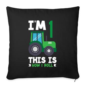1st Birthday Tractor 1 Year Birthday Shirt - Sofa pillowcase 17,3'' x 17,3'' (45 x 45 cm) - black - Front