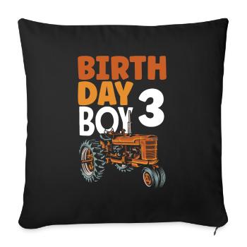 3rd Birthday Tractor 3 Years Birthday Shirt - Sofa pillowcase 17,3'' x 17,3'' (45 x 45 cm) - black - Front