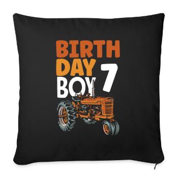 7th Birthday Tractor 7 Years Birthday Shirt - Sofa pillowcase 17,3'' x 17,3'' (45 x 45 cm) - black - Front
