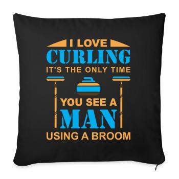 I love curling - Sofa pillowcase 17,3'' x 17,3'' (45 x 45 cm) - black - Front