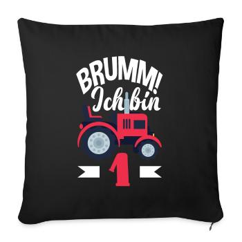 1. Geburtstag Traktor 1 Jahr Geburtstagsshirt - Sofakissenbezug 45 x 45 cm - Schwarz - Vorne