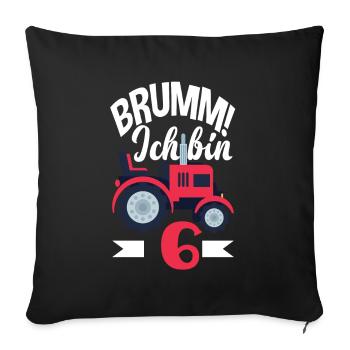 6. Geburtstag Traktor 6 Jahre Geburtstagsshirt - Sofakissenbezug 45 x 45 cm - Schwarz - Vorne