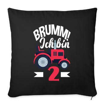 2. Geburtstag Traktor 2 Jahre Geburtstagsshirt - Sofakissenbezug 45 x 45 cm - Schwarz - Vorne