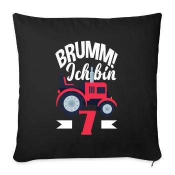 7e anniversaire tracteur 7 ans chemise d’anniversaire - Housse de coussin décorative 45 x 45 cm - noir - Devant