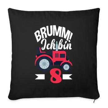 8. Geburtstag Traktor 8 Jahre Geburtstagsshirt - Sofakissenbezug 45 x 45 cm - Schwarz - Vorne
