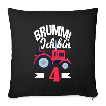 4. Geburtstag Traktor 4 Jahre Geburtstagsshirt - Sofakissenbezug 45 x 45 cm - Schwarz - Vorne