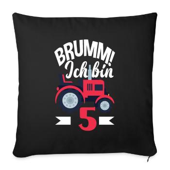 5e anniversaire tracteur 5 ans chemise d’anniversaire - Housse de coussin décorative 45 x 45 cm - noir - Devant