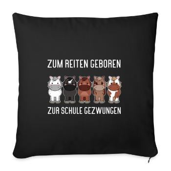 Né pour rouler, forcé d’aller à l’école - Housse de coussin décorative 45 x 45 cm - noir - Devant