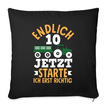 10e anniversaire tracteur 10 ans anniversaire chemise - Housse de coussin décorative 45 x 45 cm - noir - Devant