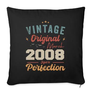 March 2008 Vintage Born Vintage Birthday - Sofa pillowcase 17,3'' x 17,3'' (45 x 45 cm) - black - Front