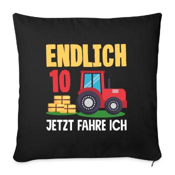10e anniversaire tracteur 10 ans anniversaire chemise - Housse de coussin décorative 45 x 45 cm - noir - Devant