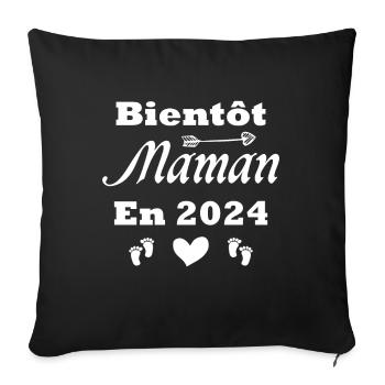 Bientôt future Maman 2024 - Housse de coussin décorative 45 x 45 cm - noir - Devant